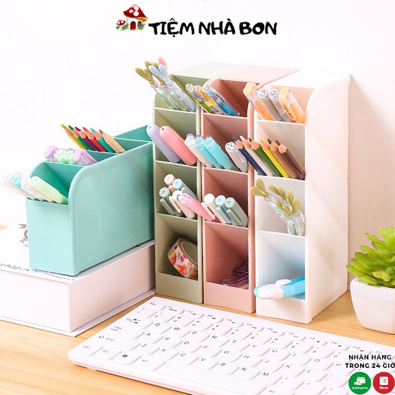Kệ đựng bút 4 tầng để bàn nhiều ngăn đựng mỹ phẩm cọ trang điểm cute cho học sinh