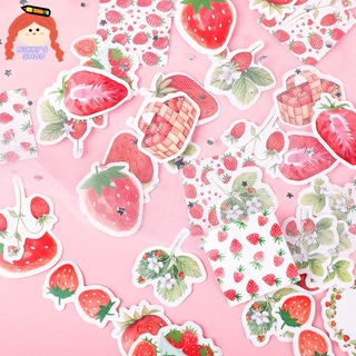 NIKKI Set 45 Miếng Dán Hình Trái Dâu Dễ Thương Dùng Để Trang Trí Sổ Tay