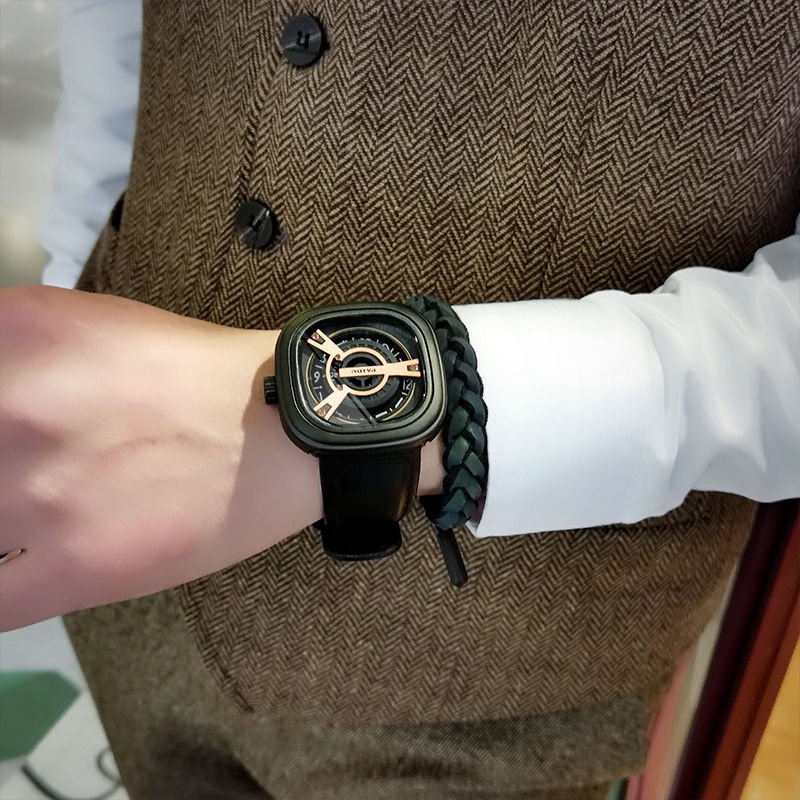 Đồng hồ nam dây da ,đồng hồ đeo tay nam thời trang mặt vuông | BigBuy360 - bigbuy360.vn