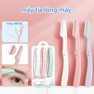Bộ 3 cây dao cạo Dao cạo lông mặttỉa lông mày và lông mặt trang điểm tạo hình thiết kế gấp được tiện lợi (có bán lẻ)
