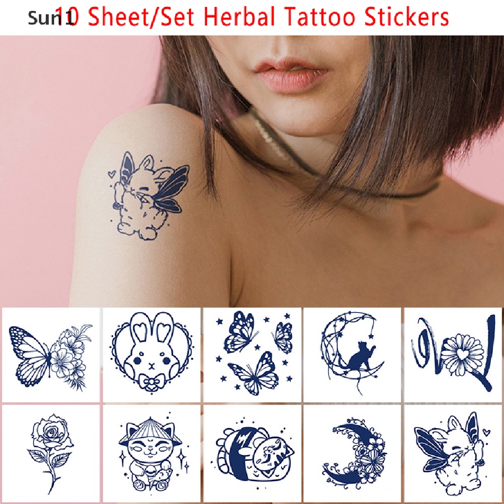 Set 10 Tấm Hình Xăm Dán Bán Vĩnh Viễn Họa Tiết Hoa