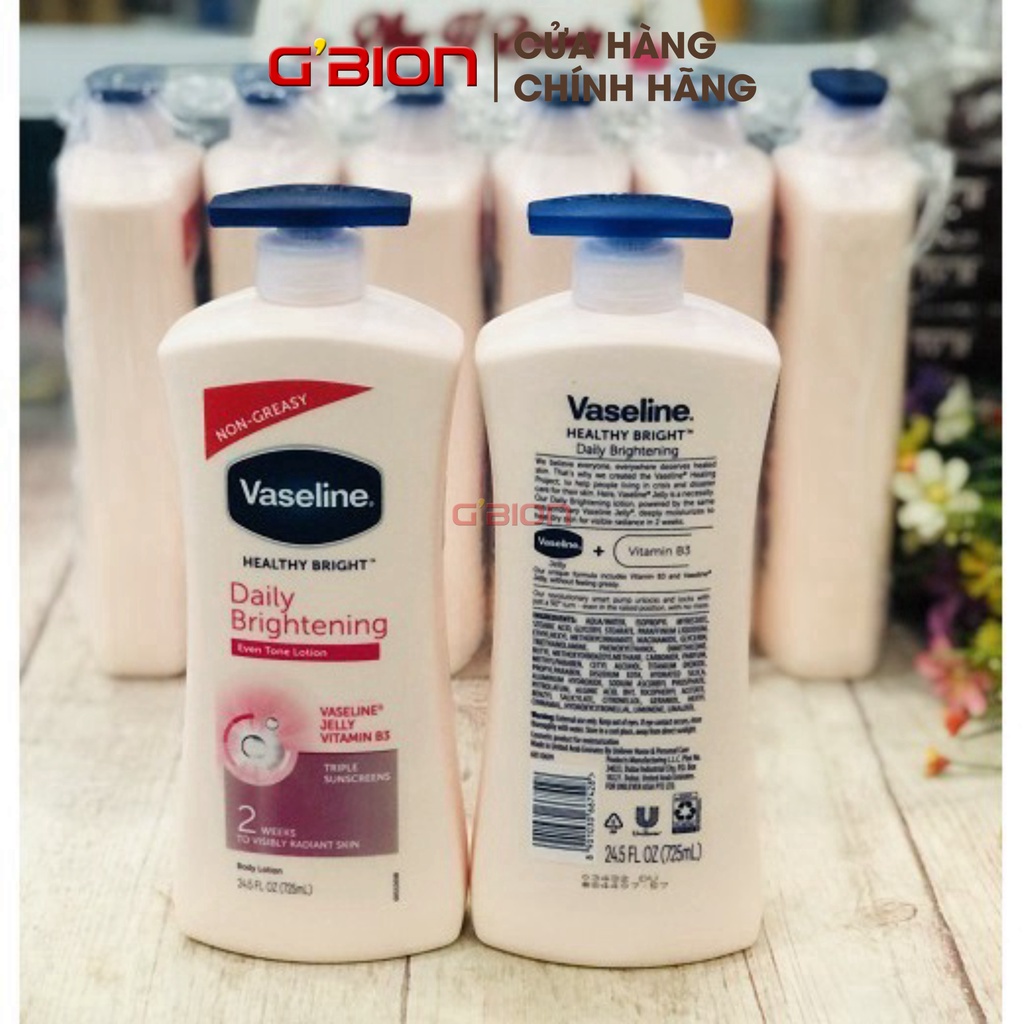 Combo Sữa dưỡng thể Vaseline Healthy Bright Daily Brightening 725ml và Muối tắm A Bonne spa Milk Salt 350GR, NPP GBION