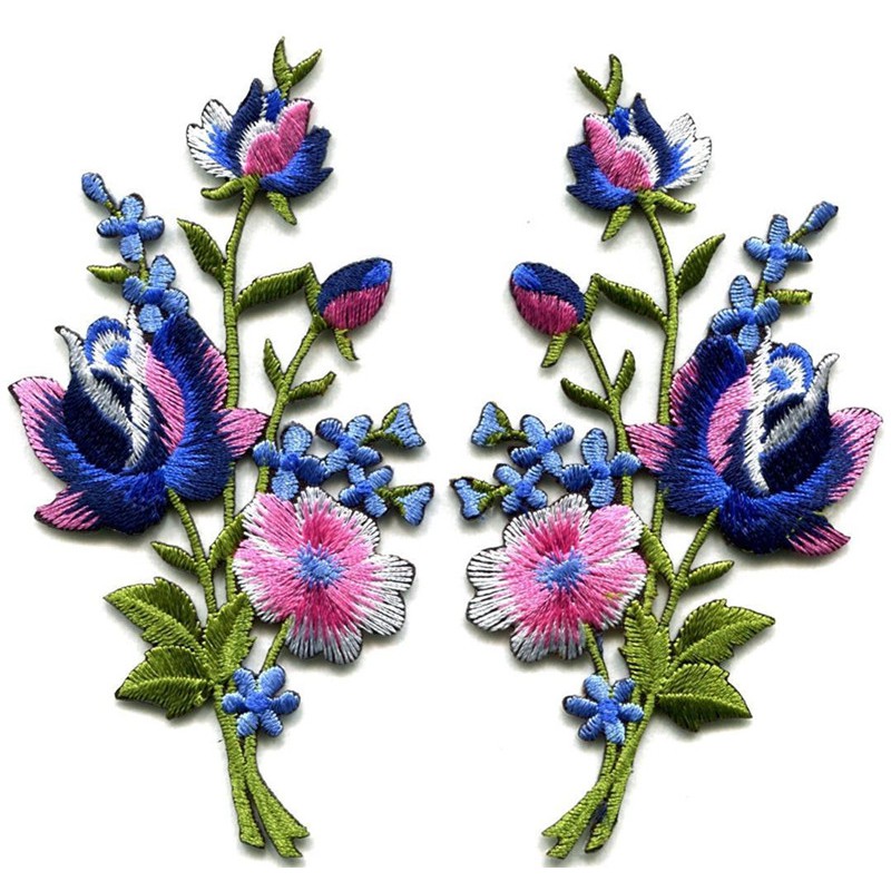 Bộ 2 Sticker Ủi Thêu Hình Hoa Hồng