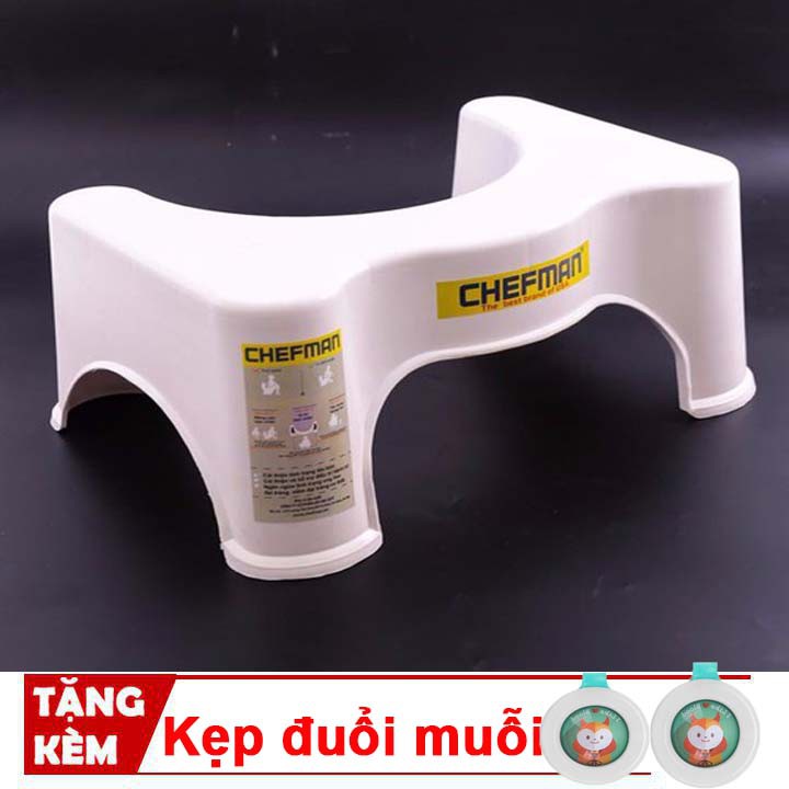 Ghế kê chân toilet chống táo bón Chefman - Ghế kê chân đi vệ sinh Tặng kèm 2 kẹp đuổi muỗi NEW 2019