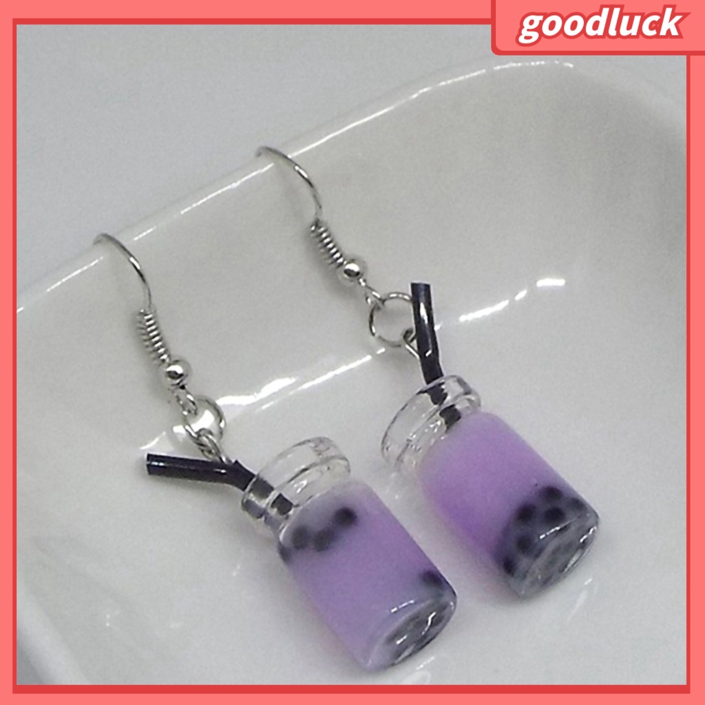 ps/Fashion Women Bubble Tea Drink Dangle Long Ear Hooks Earrings Jewelry Decor