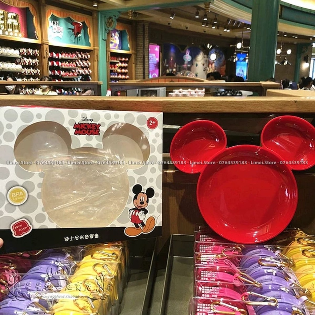 Khay dĩa ăn dặm 3 ngăn hình Mickey Minnie cho trẻ em bé trai gái Disney