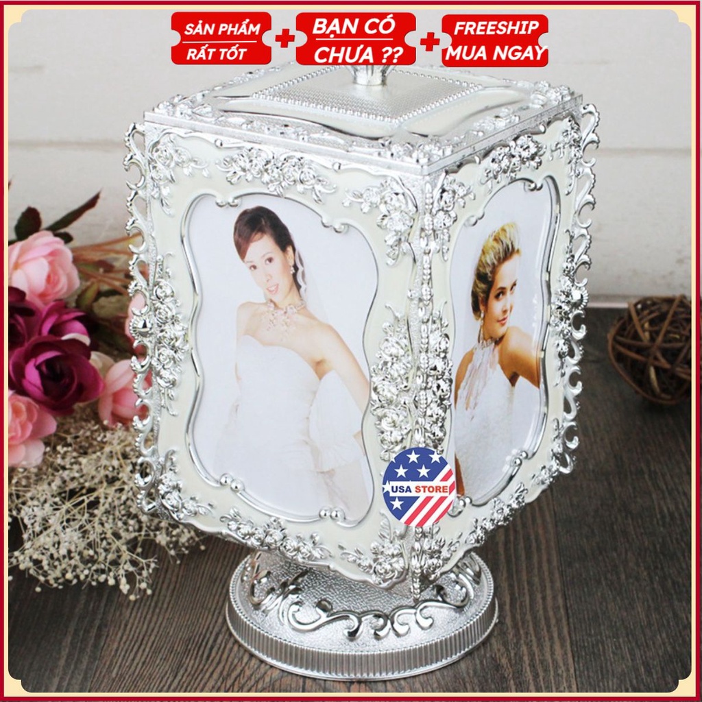 Khung Hình Ảnh Cưới - Dáng Cổ Điển - Sang Trọng - Để Bàn Decor Xoay Tròn 4 Mặt