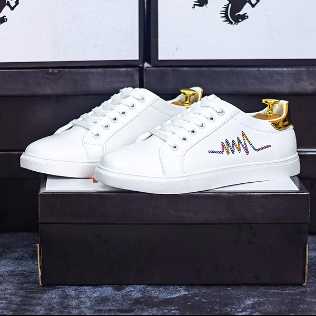 [Mã FAMAYMA2 giảm 10K đơn 50K] Giày nam thể thao màu trắng thêu Nhịp Tim Kim Tuyến Sắc Màu mới về 2020 | BigBuy360 - bigbuy360.vn