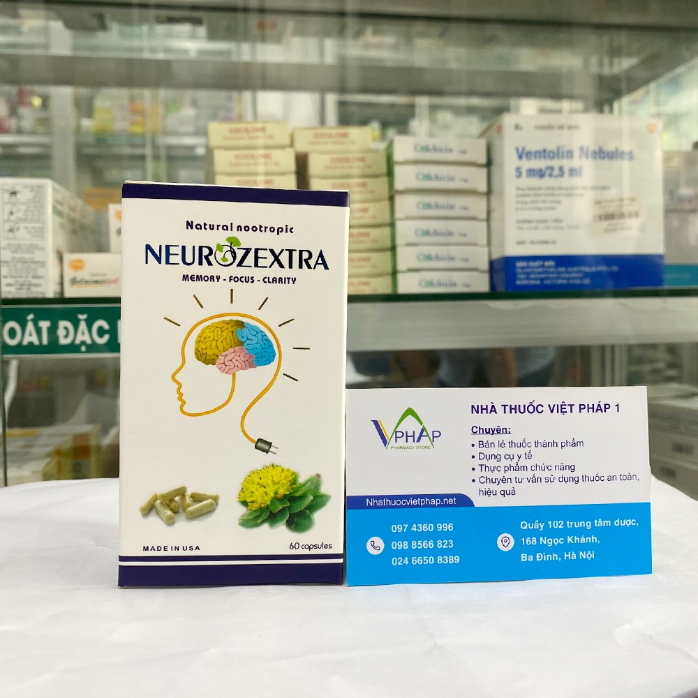 Viên uống Neurozextra của Mỹ Giúp Hỗ Trợ Cải Thiện Suy Giảm Trí Nhớ, Tăng Khả Năng Tập Trung Và Tư Duy - Hộp 60 Viên