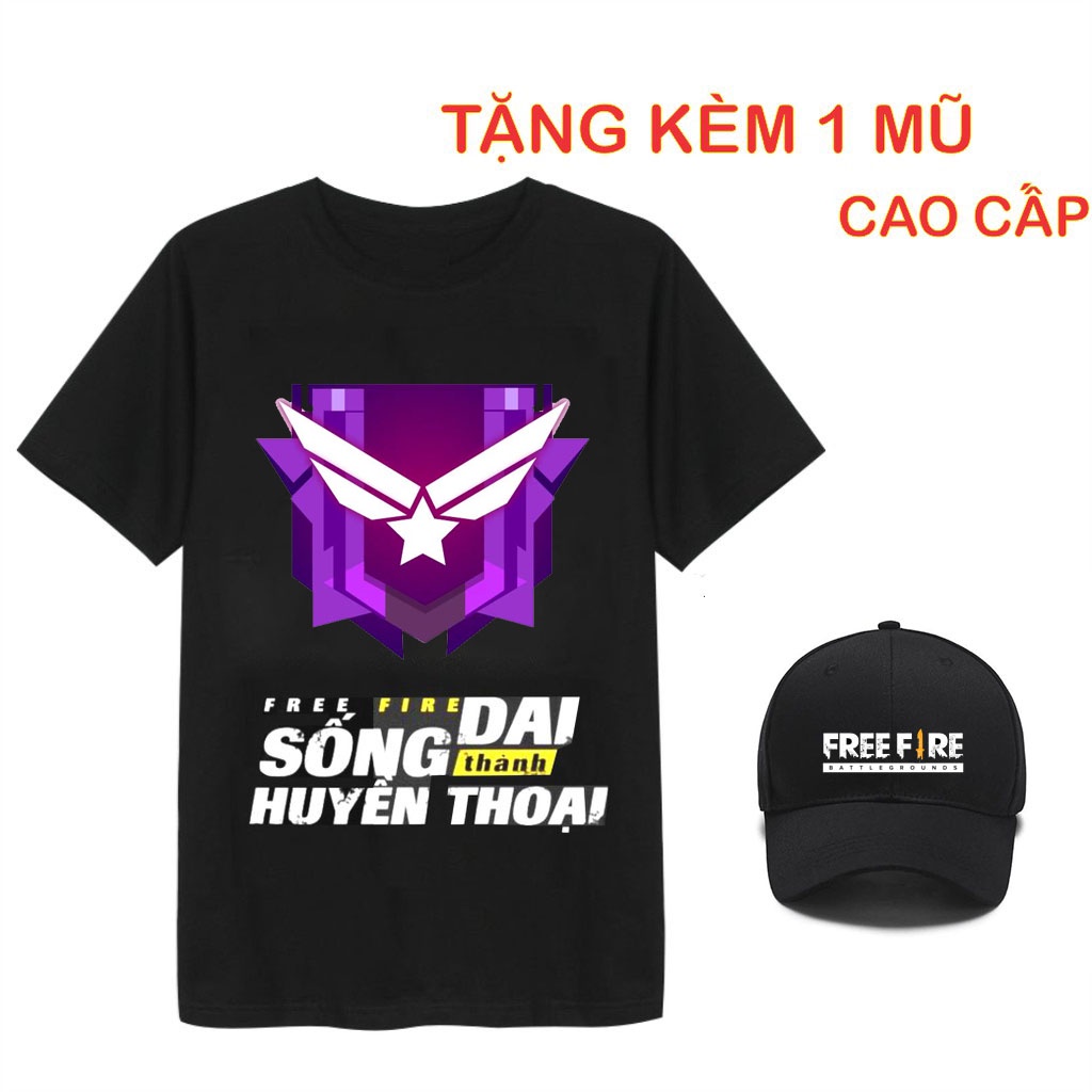 HOT BST áo thun in hình rank Free Fire sống dai thành huyền thoại tặng kèm 1 nón chất lượng