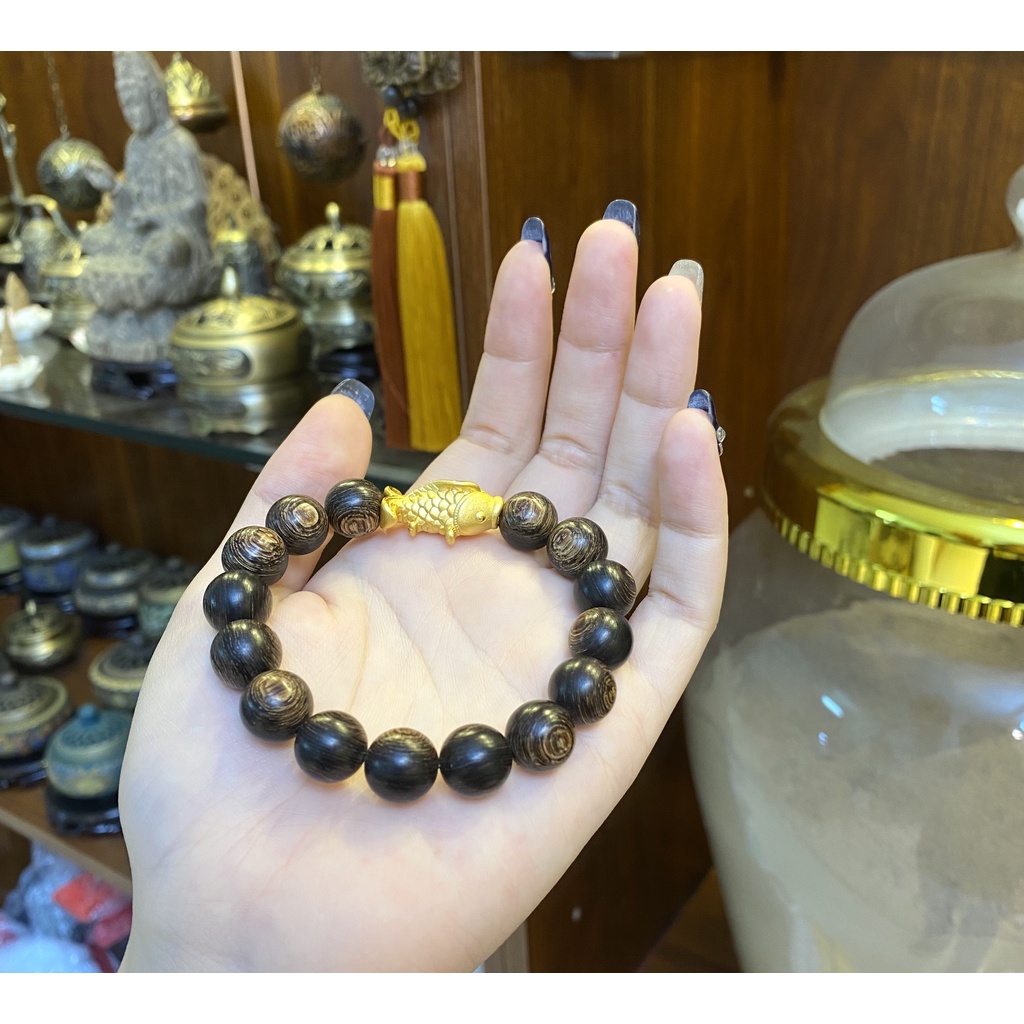 Vòng Trầm Hương Sánh Chìm mix Charm Bạc- vòng tay gỗ tự nhiên nam, nữ