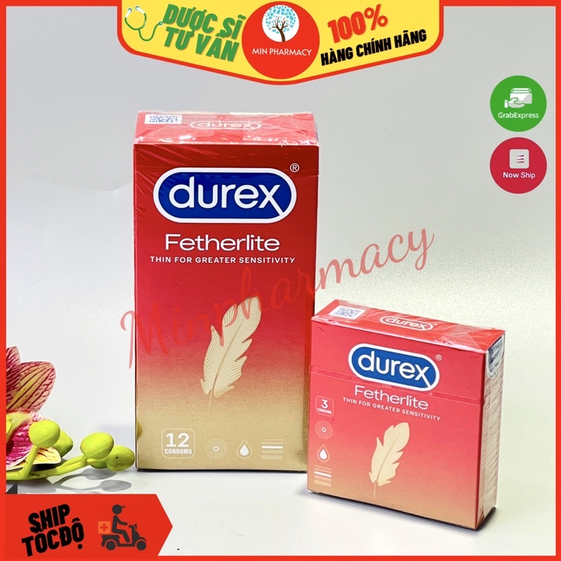 Bao cao su DUREX Fetherlite Kiểu dáng Easy-on ôm khít, độ mỏng cao Che tên sản phẩm - Minpharmacy