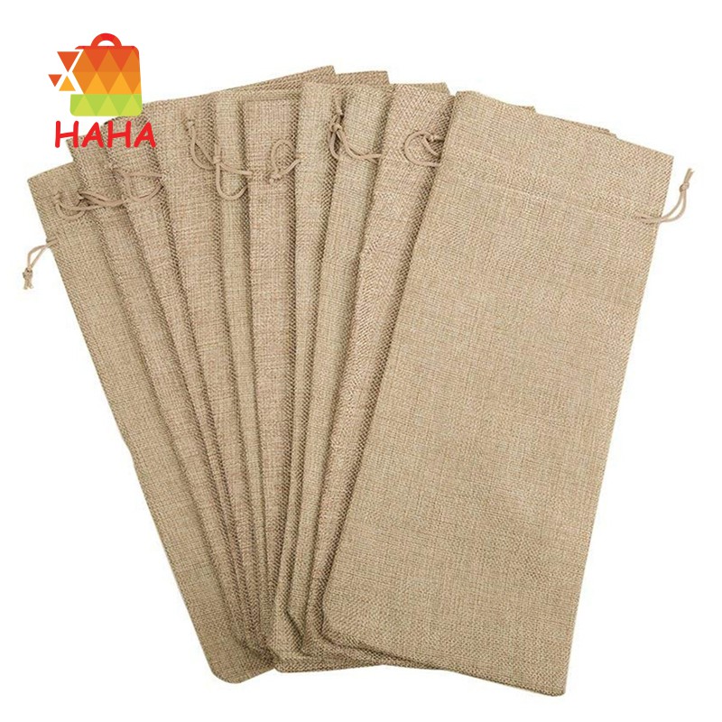 Bộ 10 túi đựng chai rượu bằng sợi đay màu trơn 14x6 1/4 Inch
