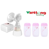 Bộ Máy hút sữa điện đơn Allegro Unimom UM880106 (Trắng) + Bộ 3 bình trữ sữa mẹ Unimom UM880045 150