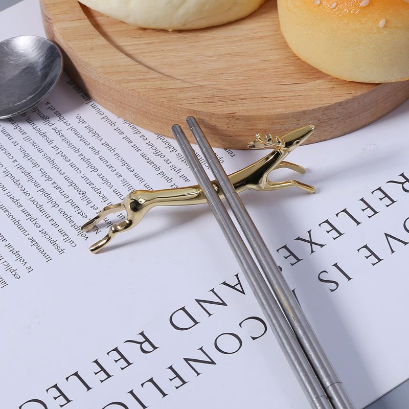 Giá Đỡ Đũa / Muỗng / Nĩa Bằng Hợp Kim Kẽm Hình Hươu Dễ Thương