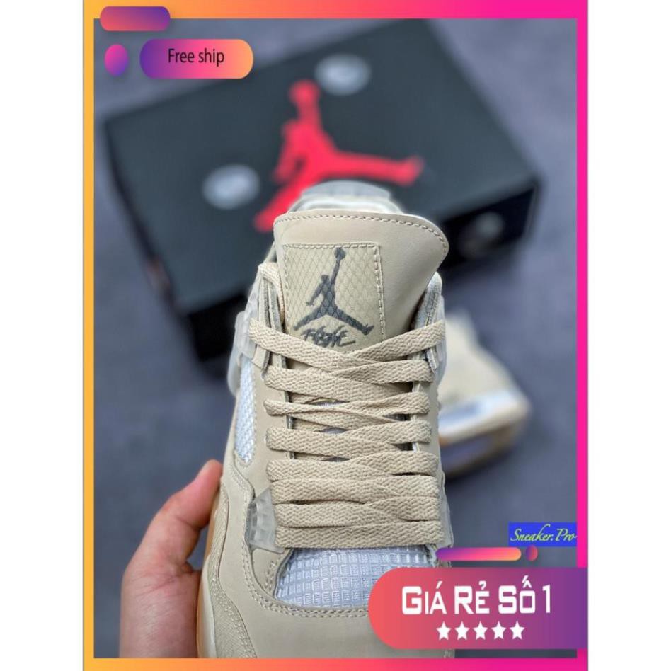 Giày thể thao AIR Jordan 4 Retro Off-White Sail  cổ thấp siêu phong cách dành cho nam và nữ