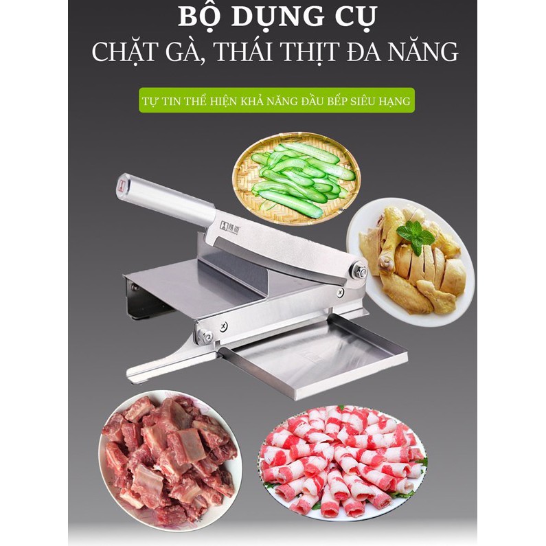 Máy Chặt, Thái Thịt Gà, Rau Củ Quả, Thái Thuốc Bắc, Đa Năng, Inox 430, BH 5 Năm, 1 Đổi 1 trong 1 Năm - Tặng Tay Mài Dao