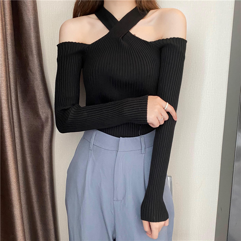 Áo Dệt Kim Tay Dài Hở Vai Thời Trang Nữ