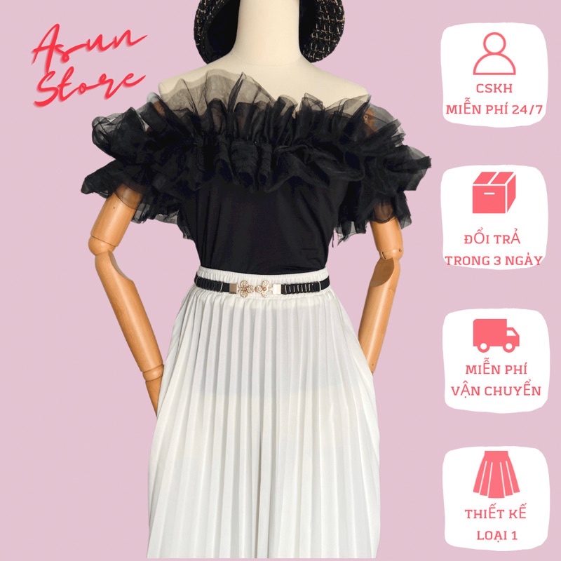 Áo trễ vai bèo ren sexy💋CLIP+ẢNH THẬT💋 áo bẹt vai hở vai cotton zip thiết kế