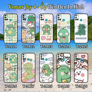 Ốp lưng Vsmart Joy 4 dẻo đen in hình Khủng Long Xanh Cute
