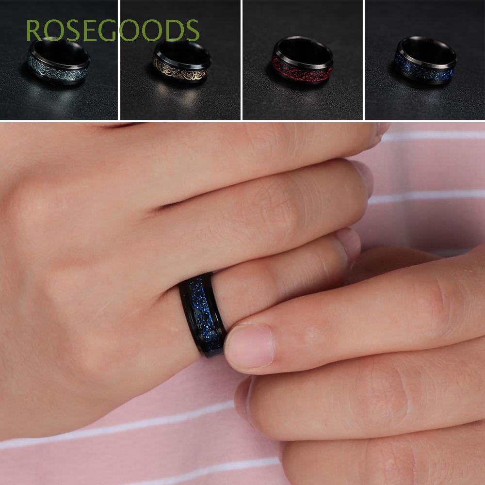 Nhẫn thép Titanium màu đen kiểu dáng đơn giản cá tính cho nam