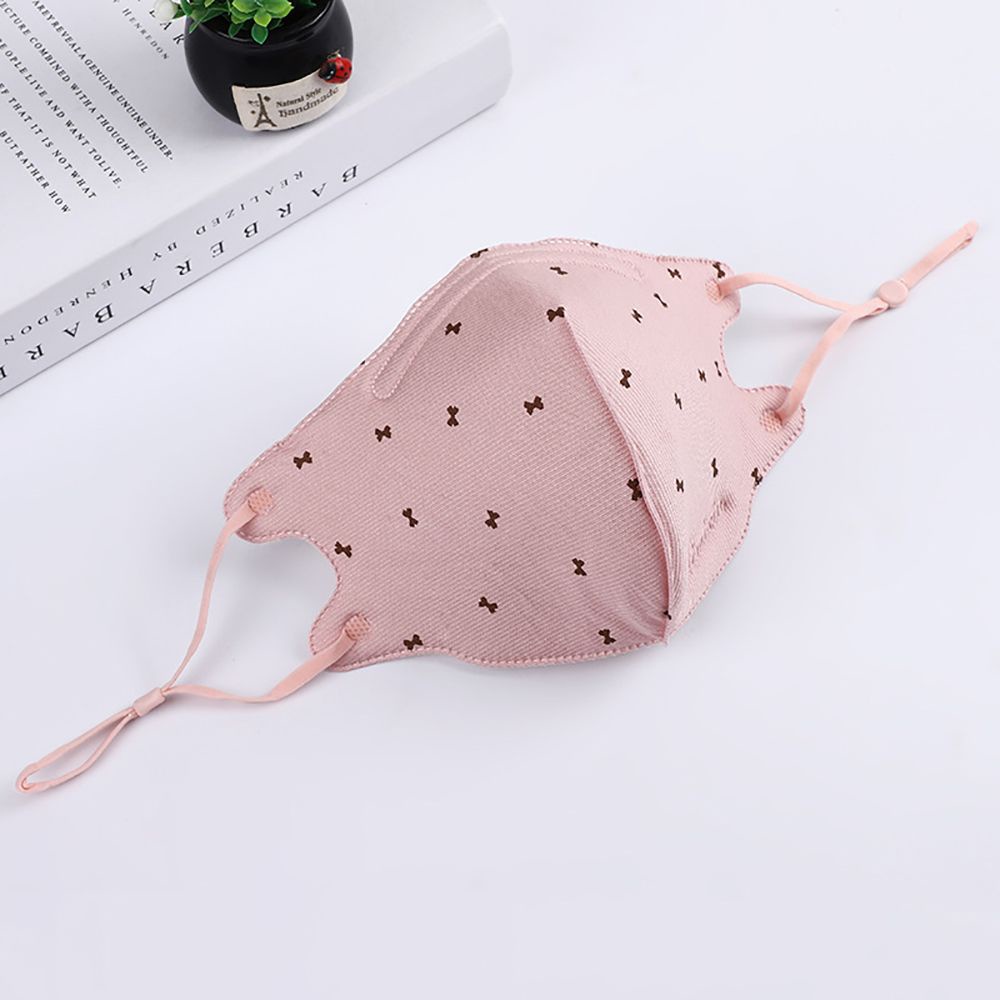 HEALMEYOU Khẩu trang vải dày thoáng khí chống bụi bảo vệ miệng họa tiết nơ dễ thương cho người lớn
