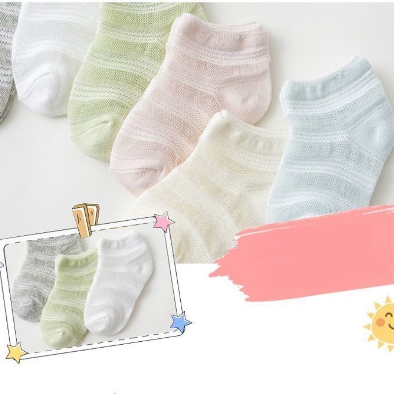 Bộ 5 Đôi Vớ Cotton Mỏng Cổ Thấp In Họa Tiết Trái Cây Hoạt Hình Thời Trang Mùa Hè Cho Bé 0-5 Tuổi