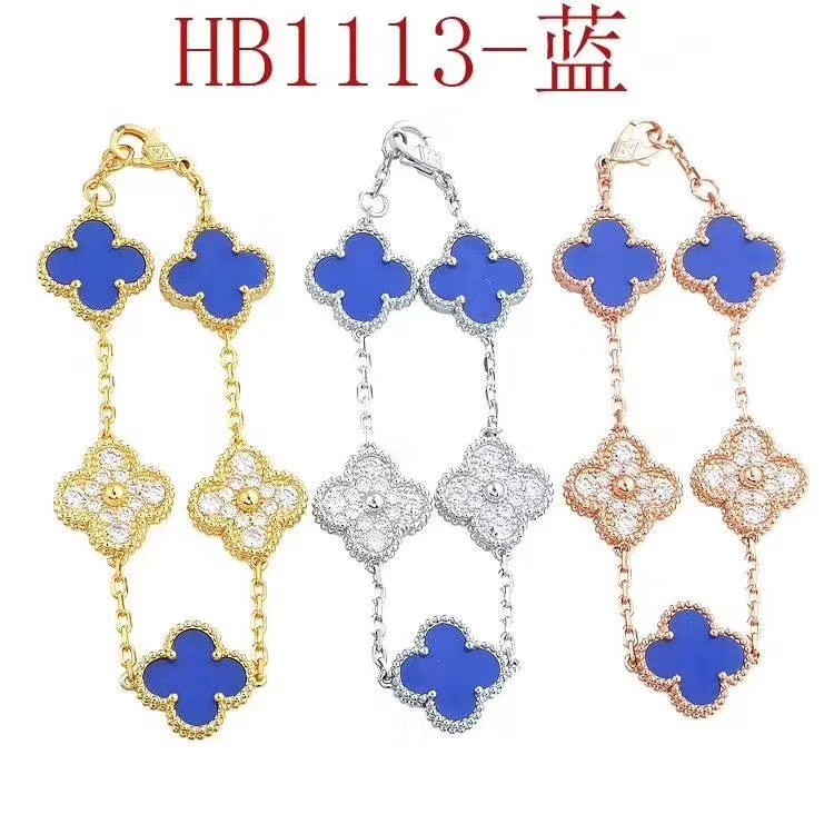 Vòng Đeo Tay Cỏ Bốn Lá Đính Kim Cương Giả Nhiều Màu Sắc