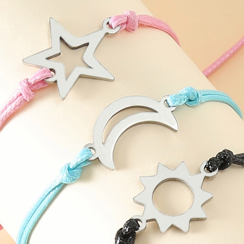 Flgo Vòng Tay Bện Dây Mặt Trời Mặt Trăng Ngôi Sao Sáng Tạo Cho Bạn Trai Bé Gái