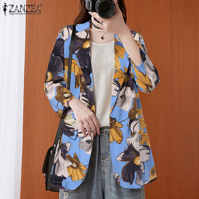 Áo Khoác Blazer Zanzea Tay Dài Dáng Rộng In Hoa Phong Cách Vintage Thời Trang Cho Phụ Nữ | BigBuy360 - bigbuy360.vn