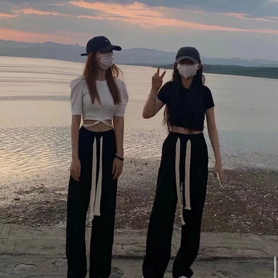 COZOK Quần ống rộng lưng cao thời trang