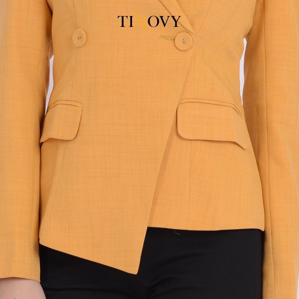 Áo Vest Blazer Nữ TINOVY Dài Tay Vạt Lệch Cao Cấp 1910-081