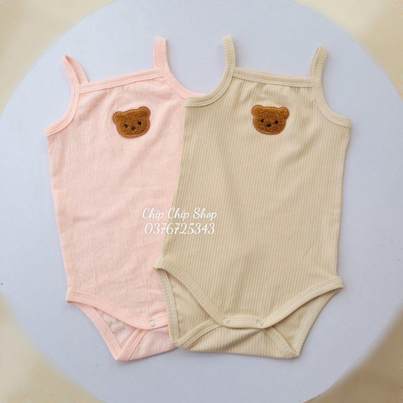 Bodysuit hai dây thêu gấu và thỏ hàn quốc chất liệu cotton chuẩn hàn mỏng và mát 3-14kg Chíp Chíp Shop