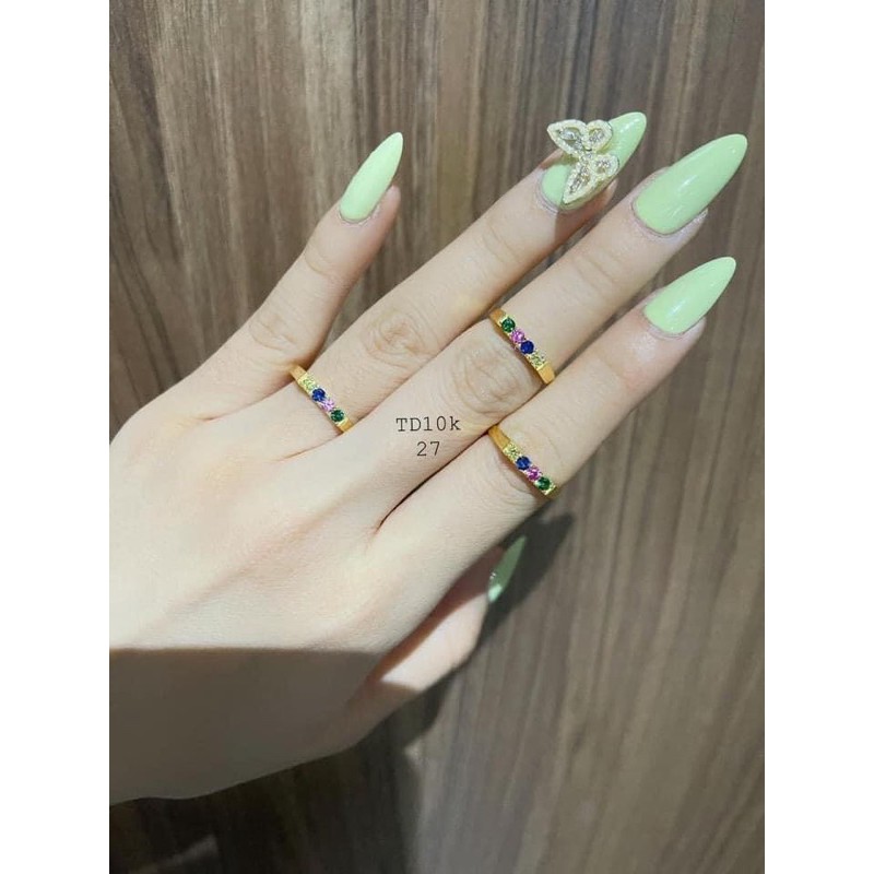 Nhẫn và mặt dây đính đá nhiều màu gold 10