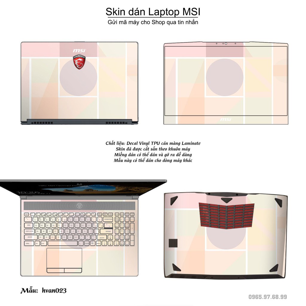 Skin dán Laptop MSI in hình Hoa văn _nhiều mẫu 4 (inbox mã máy cho Shop)