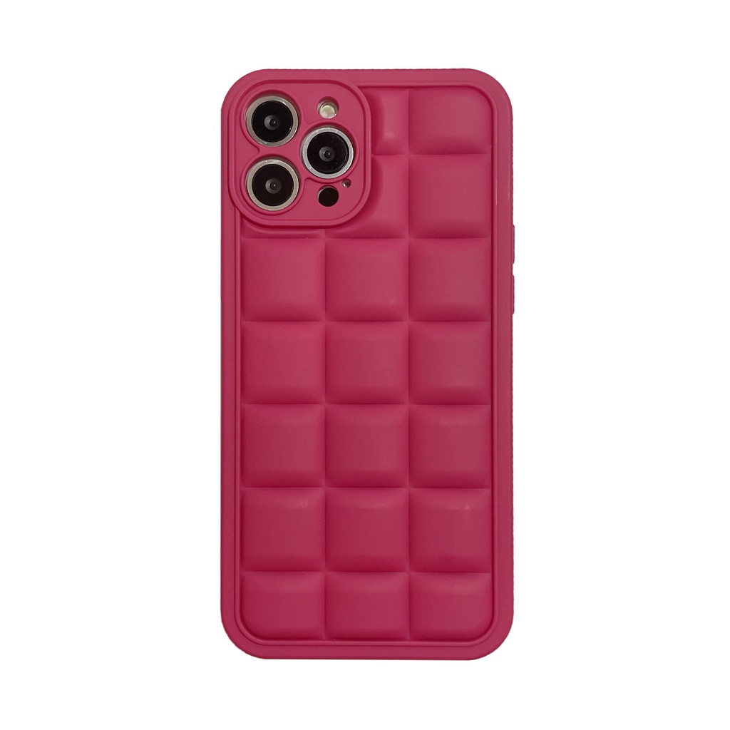 Ốp Điện Thoại Silicon Mềm Chống Rơi Hình Vuông Màu Đỏ Hồng Cho iPhone 13 12 11 Pro MAX XS MAX XR X 7+ 8 Plus
