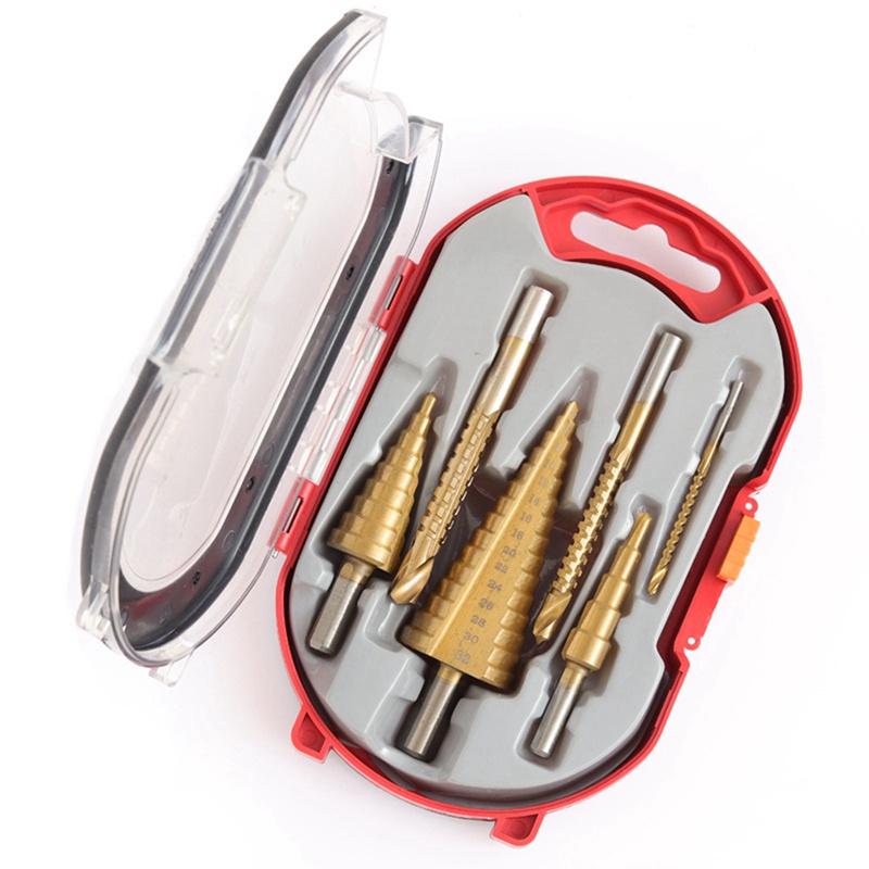 Bộ 6 Mũi Khoan Bậc Và Cắt Gỗ Bằng Kim Loại 4-12 / 20 / 32mm