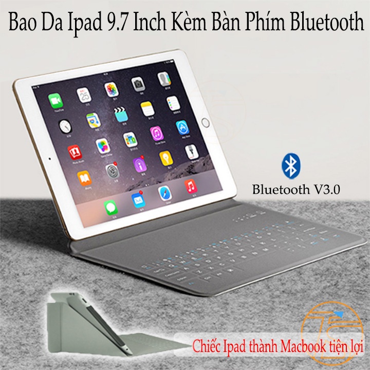 Bao Da Bàn Phím Bluetooth 2in1 Dành Cho Ipad Air,2,3,4 Dòng 9,7inch Kèm Dây Cáp Sạc