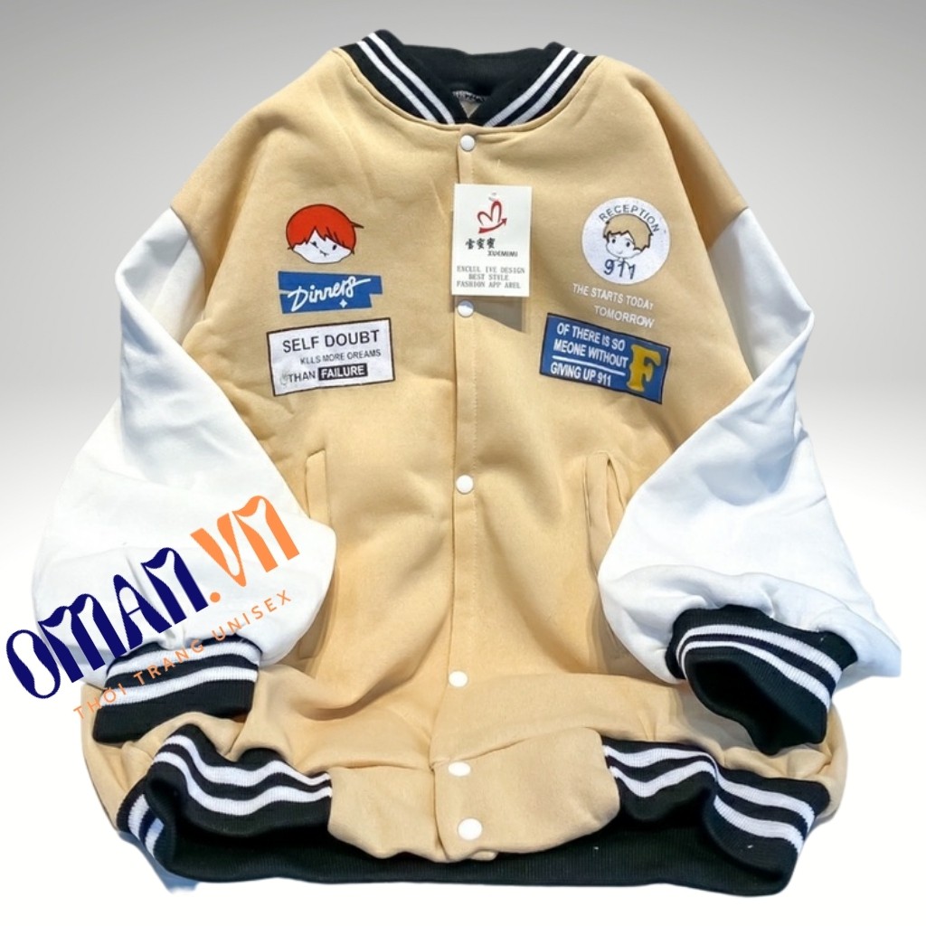 Áo khoác bomber nỉ IN DINNER form rộng Unisex Áo bomber nỉ Cardigan trần bông trẻ trung Oman | BigBuy360 - bigbuy360.vn