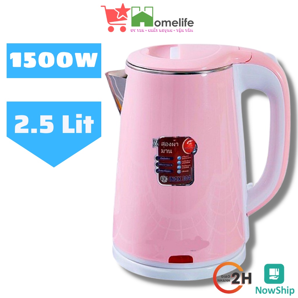 Ấm Siêu Tốc 2 Lớp Cao Cấp Jiplai Thái Lan 2.5L