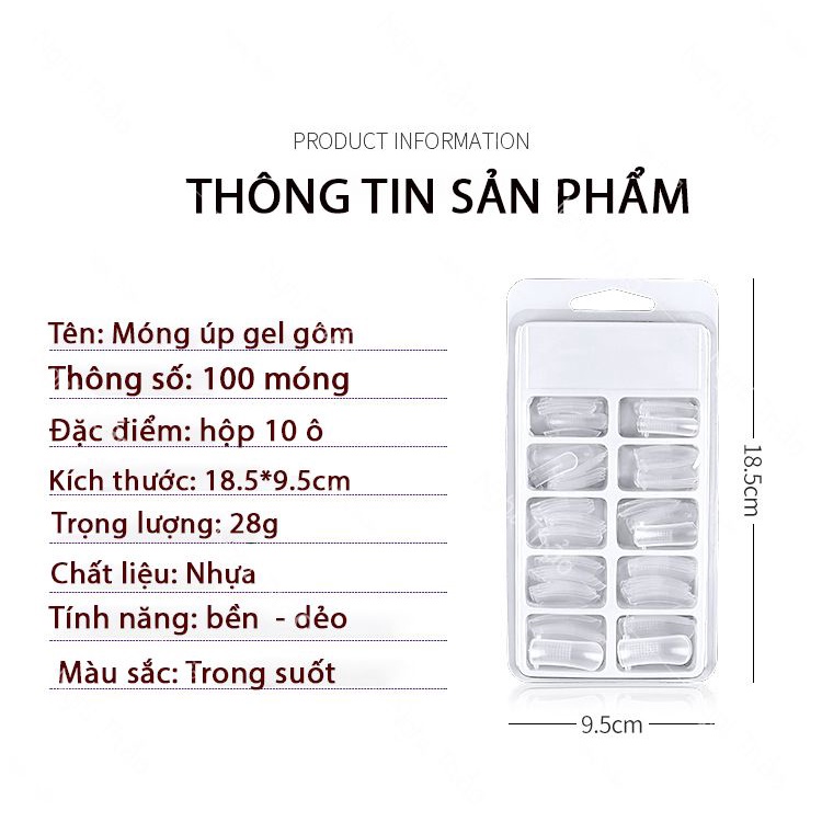 Móng giả dài trong suốt , móng úp gel gôm