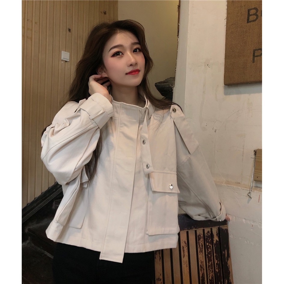 |SẴN| AK21_ÁO JACKET CROPTOP NỮ PHỐI TÚI TRƯỚC ULZZANG CÁ TÍNH
