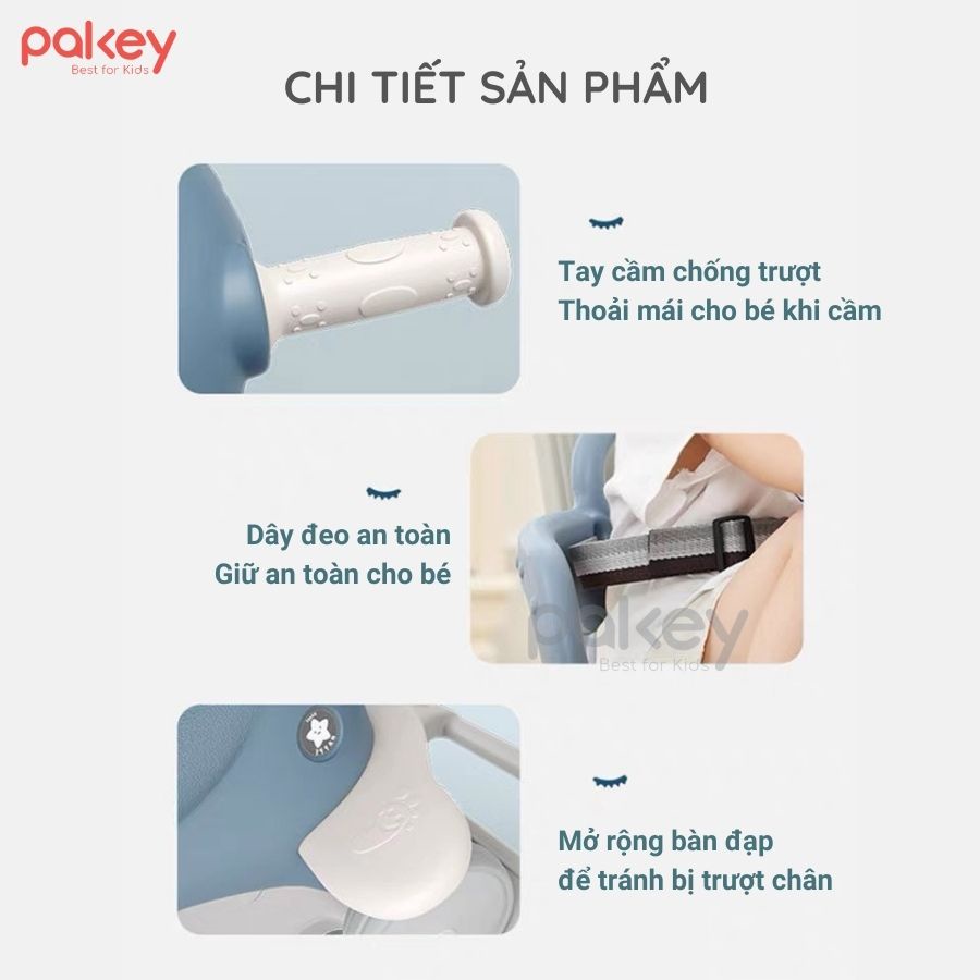 Ngựa bập bênh cho bé Pakey 6in1 đa chức năng, đồ chơi cao cấp sẵn 3 màu