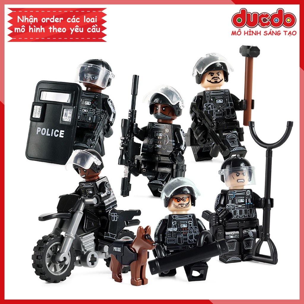 Biệt đội 6 lính cảnh sát SWAT báo đen - Đồ chơi Lắp ghép Xếp hình Mini Minifigures Army TBS 89-94 Mô hình