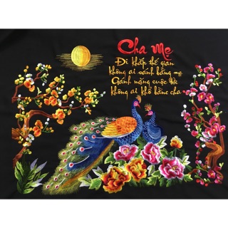 tranh thêu vi tính cha mẹ chưa khung