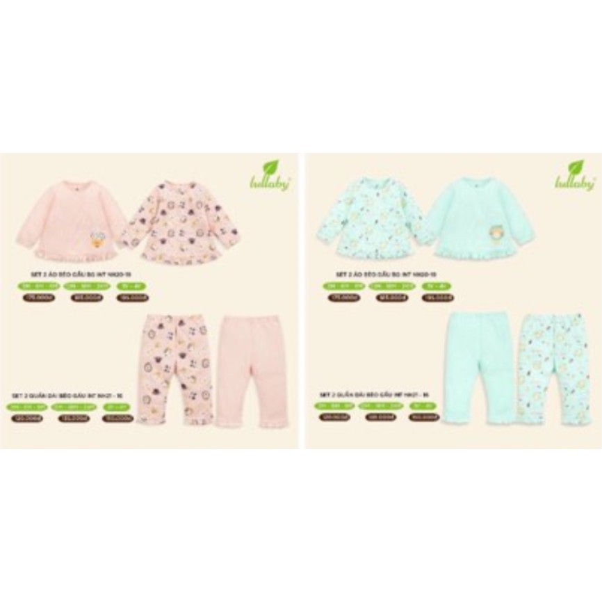 Set 2 bộ tay dài bèo gấu bé gái Lullaby 2019