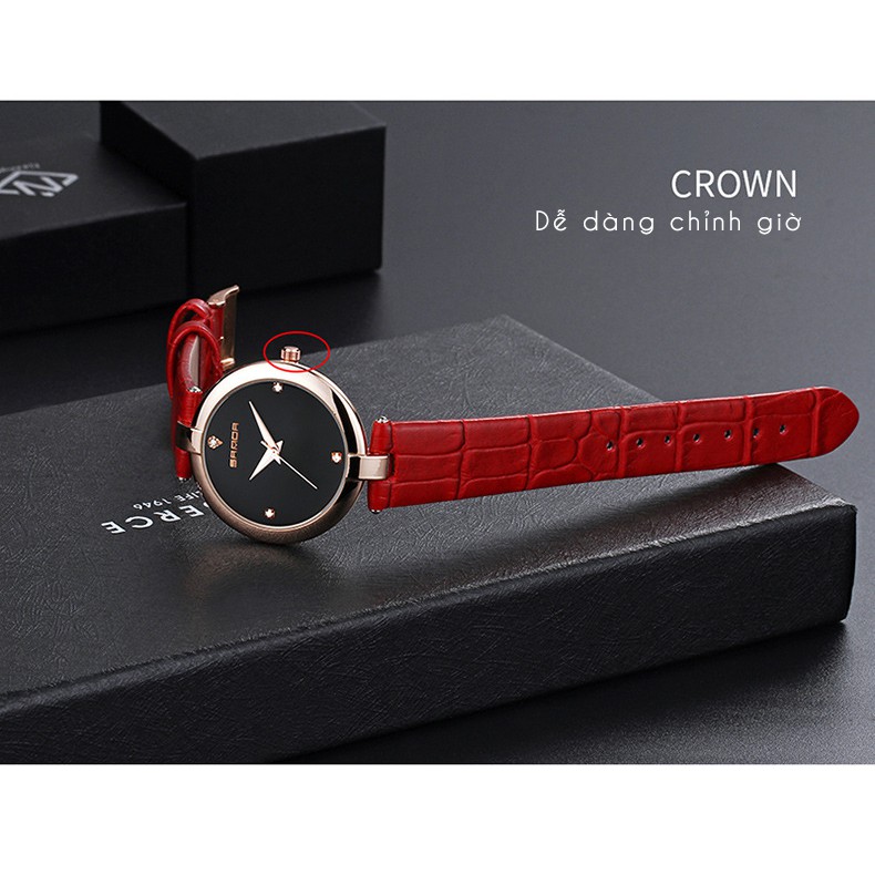 Đồng Hồ Nữ SANDA JAPAN 196 Dây da cao cấp - Tặng kèm hộp & Pin | BigBuy360 - bigbuy360.vn