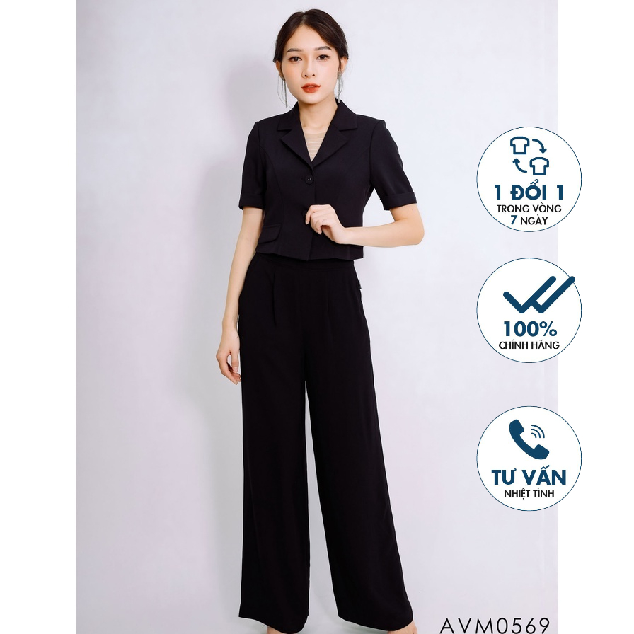 Quần ống suông Emspo, cạp to, bấu mí QL1268