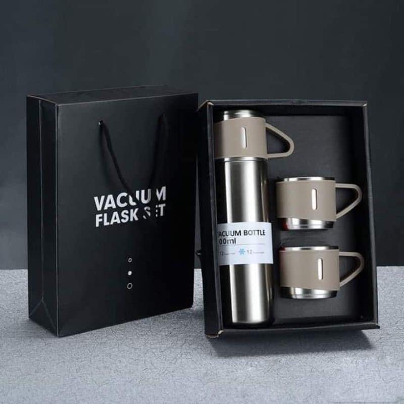 Set Bình Giữ Nhiệt Kèm 2 Cốc Uống Nước Giữa Nhiệt Nóng Và Lạnh Fullbox Thích Hợp Làm Quà Tặng
