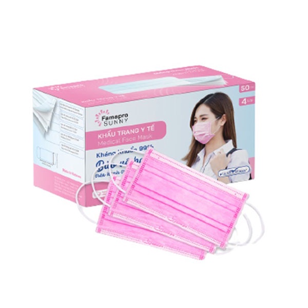 [SUNNY - COMBO 5 HỘP] Khẩu trang y tế kháng khuẩn 4 lớp Famapro SUNNY (50 cái/ hộp)
